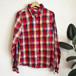 VTG Y2K Abercrombie & Fitch Mens Plaid Button Up Shirt Muscle XL Logo Preppy
